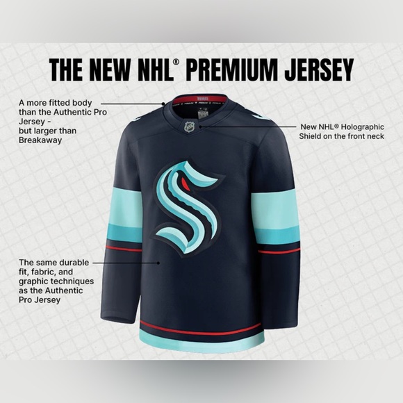 NWT - Adidas NHL Seattle Kraken Premium Home Jersey - Size 54/XL - Picture 16 of 16